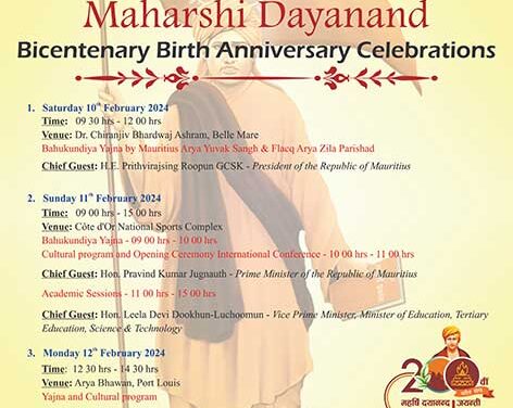 Invitation for Maharshi Dayanand Bicentenary Birth Anniversary Celebration